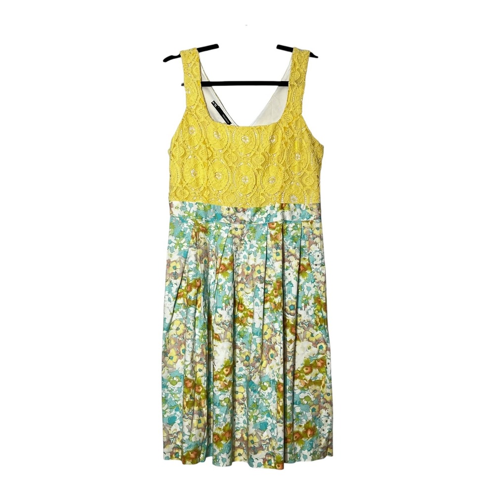 Maurices Yellow Crochet Lace Floral Fit & Flare Dress Womens 9/10‎ Sleeveless